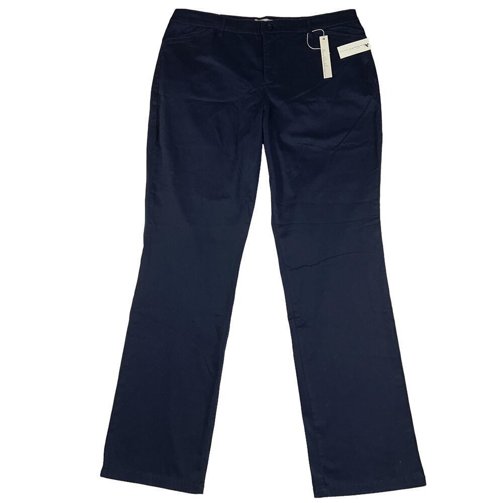 Gloria Vanderbilt Anita Straight Leg Khaki Pants Midnight Affair (Navy) Size 12